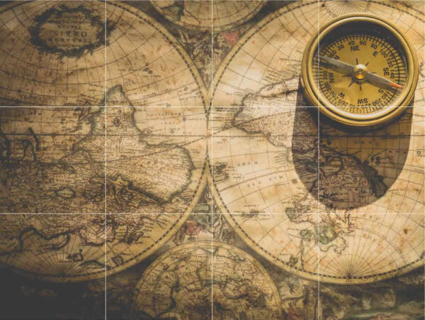 Vintage Compass Map Mural