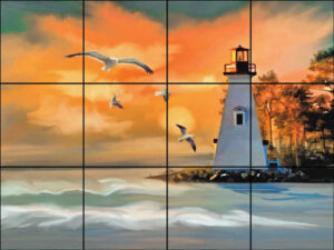 Lighthouse at Sunset Mural