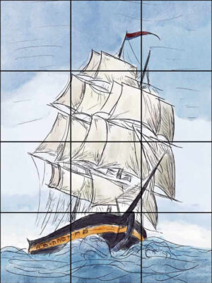 Schooner on the High Sea Mural