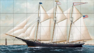 Three Masted Schooner Mural