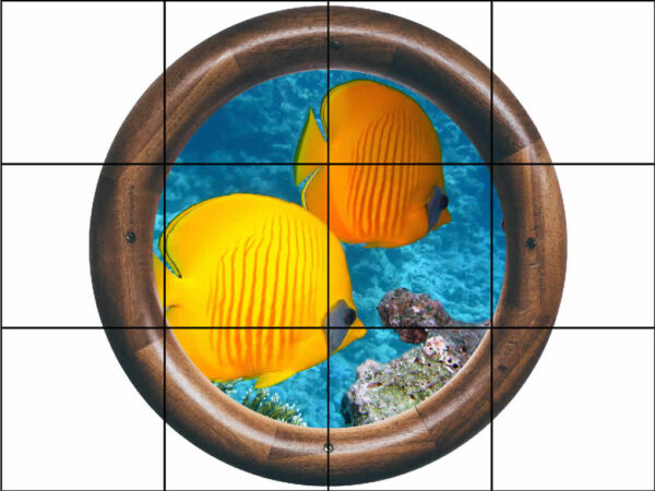 Wooden Porthole Fish Duo