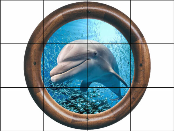 Wooden Porthole Dolphin Smile