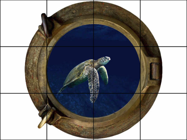 Brass Porthole Turtle in the Deep Blue Sea