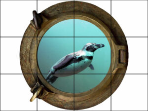 Brass Porthole Underwater Penquin