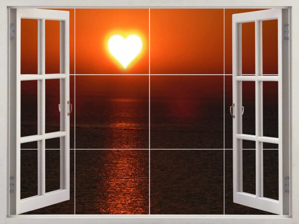 Sunset Heart Window View