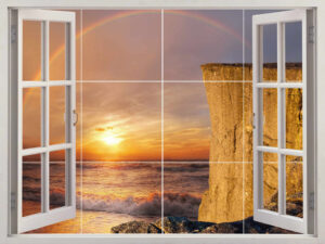 Sunset Rainbow Window View