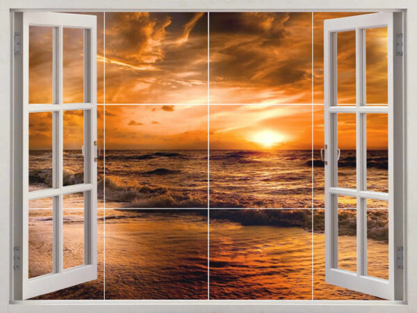 Golden Sunset Window View