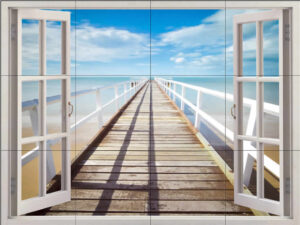 Beach Jetty Window View Splashback