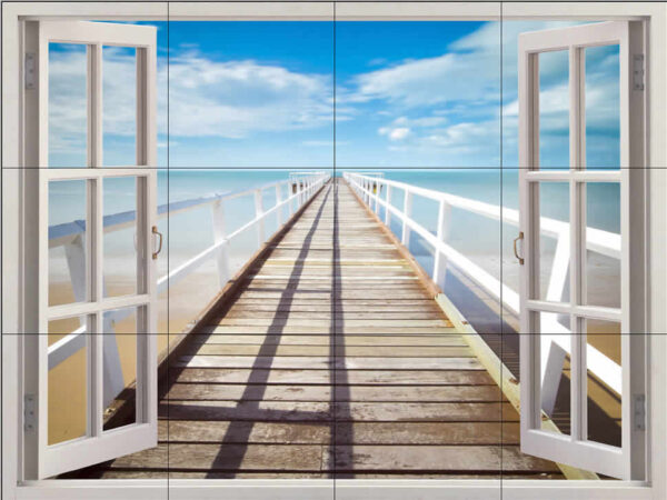 Beach Jetty Window View Splashback