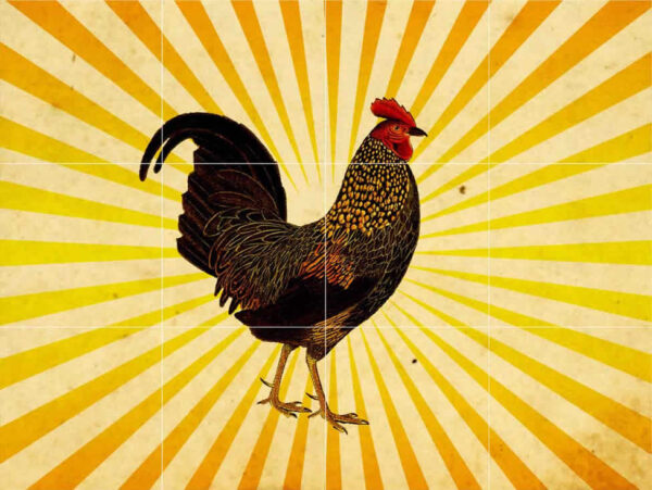 Sunrise Rooster 1 Tile Mural