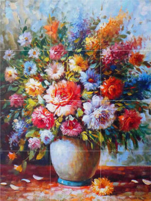 Colorful Vase of Still Life Flowers