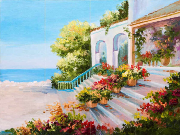 Tuscan Steps Oil Painting Mural