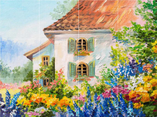 Country Cottage Oil Painting Mural