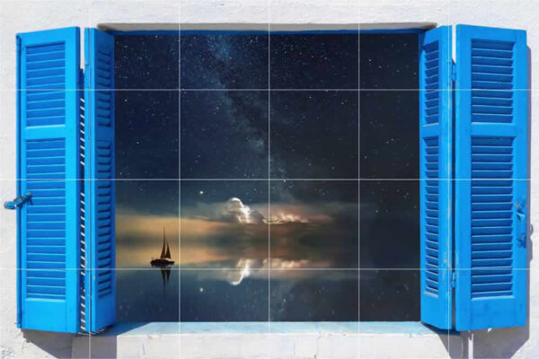 Boat in the sky Window View Tile Mural