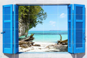 Castaway Window View Tile Mural