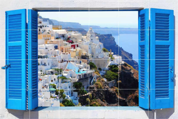 Tuscany Riviera 2 Window View Tile Mural