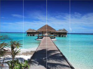 Maldive Huts Tile Mural