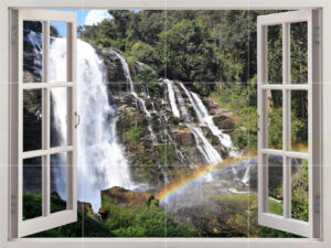 Rainbow Falls Window View Mural