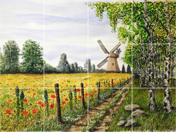 Windmill on the Path Mural