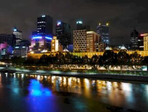 Melbourne at Night Glass Splashback