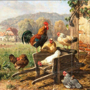 Old Farm Wheelbarrow - Amazing Picture Tile Mural